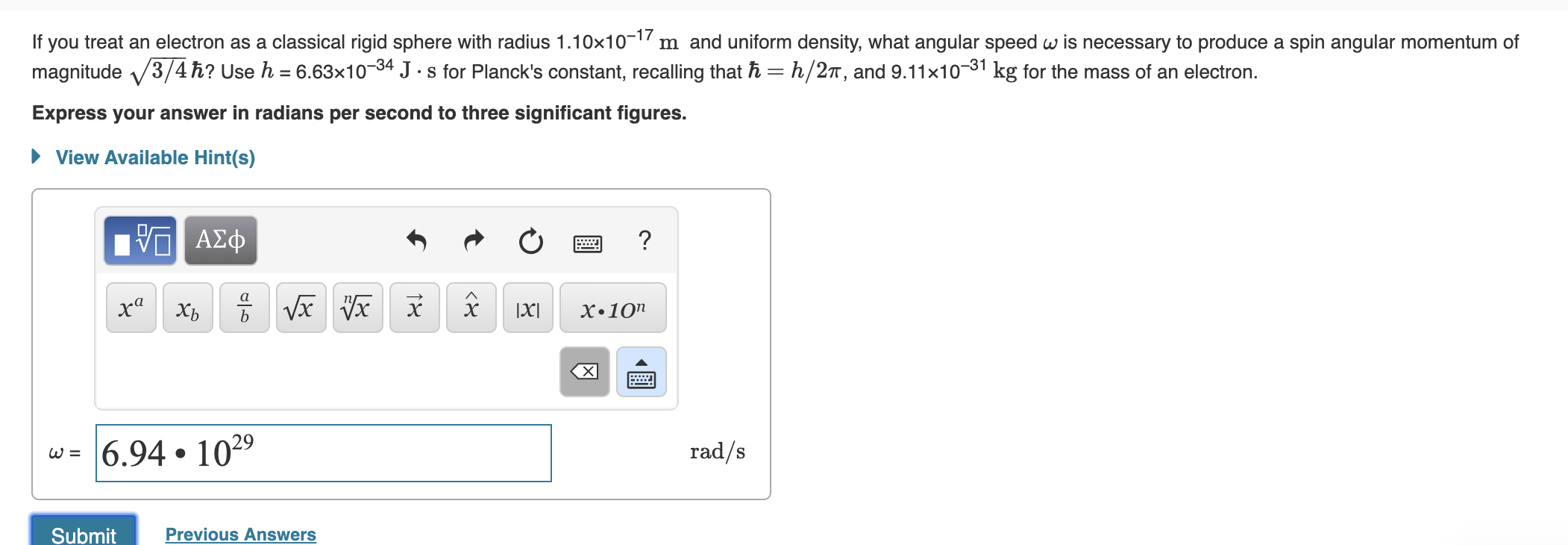 Solved If you treat an electron as a classical rigid sphere | Chegg.com