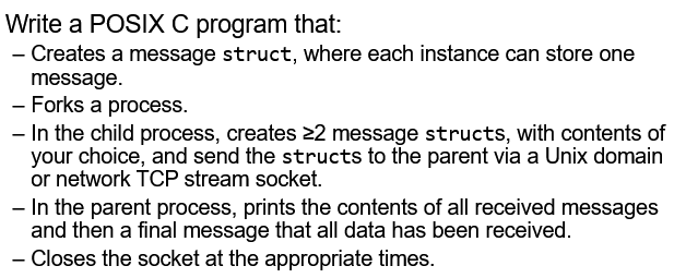 Solved Write a POSIX C program that: - Creates a message | Chegg.com