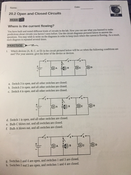 Open And Closed Circuit Worksheet