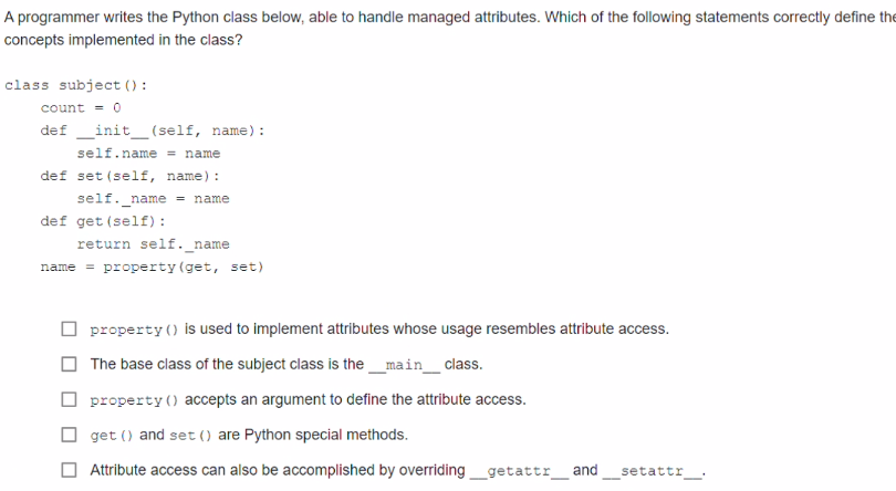 Solved A programmer writes the Python class below, able to | Chegg.com