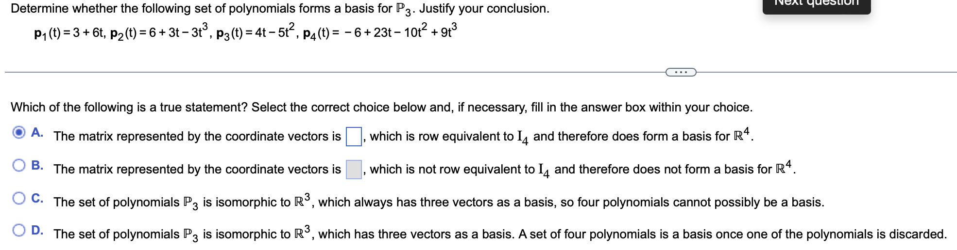 Solved Determine Whether The Following Set Of Polynomials | Chegg.com