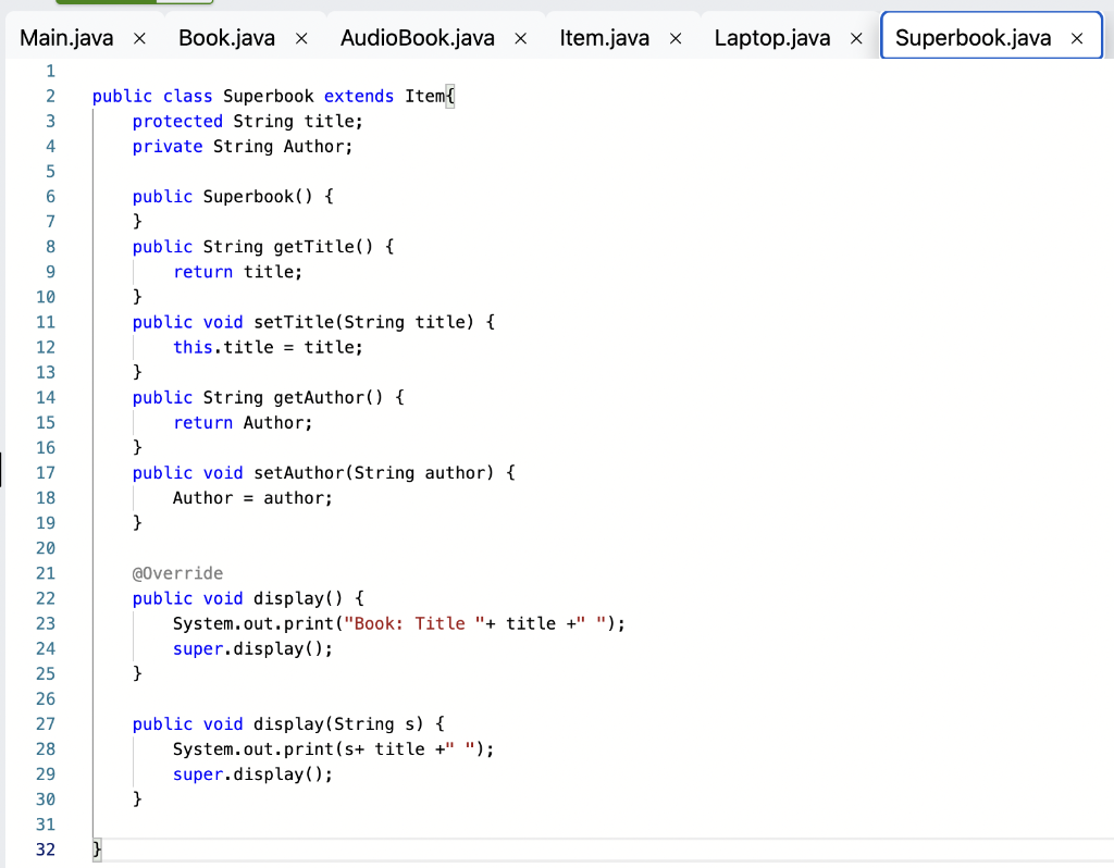 Solved Given the Java class Item and it's subclasses, | Chegg.com