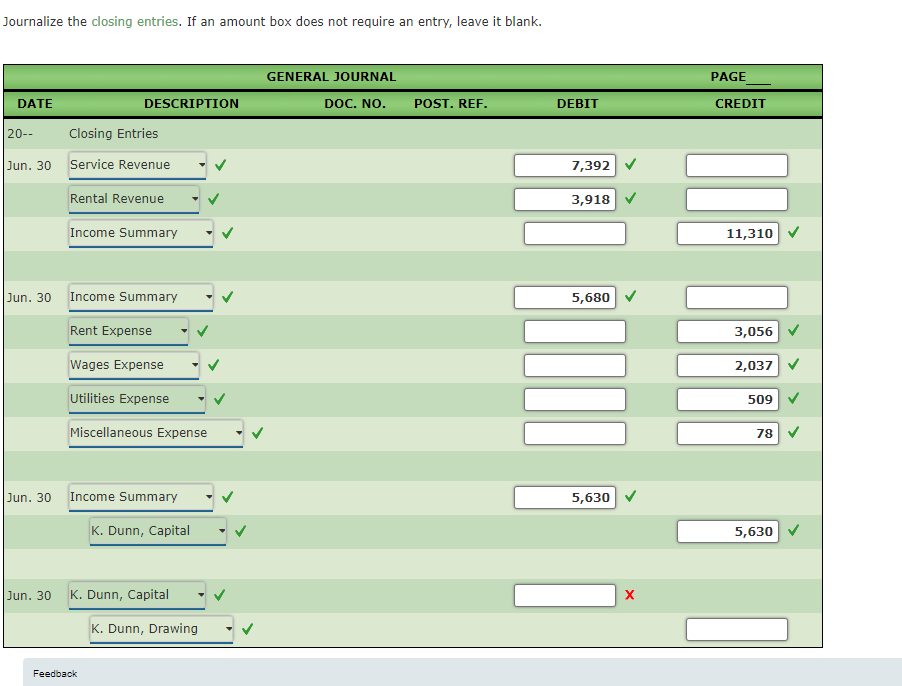 Solved Journalize The Closing Entries If An Amount Box Does 6879