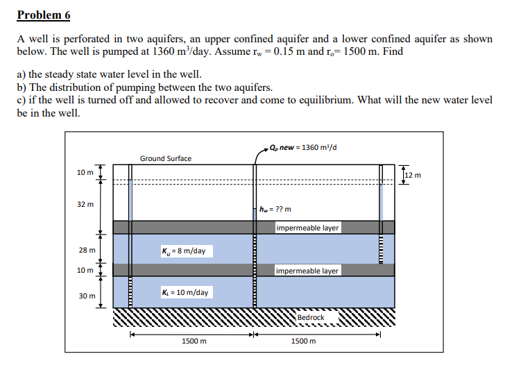 Solved A well is perforated in two aquifers, an upper | Chegg.com