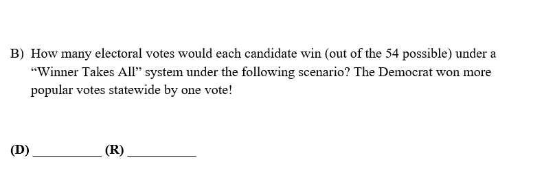 Solved B) How Many Electoral Votes Would Each Candidate Win | Chegg.com