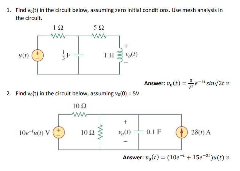 solved-1-find-vo-t-in-the-circuit-below-assuming-zero-chegg