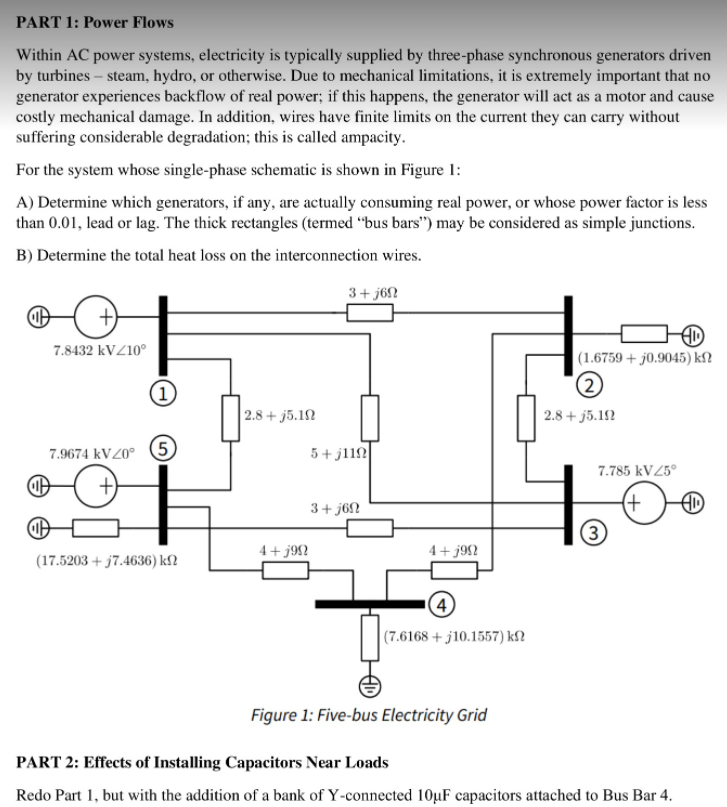 PART 1: Power Flows Within AC power systems, | Chegg.com