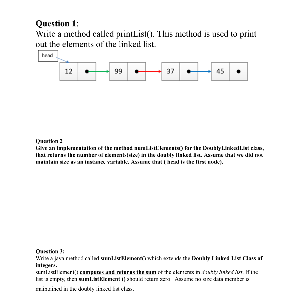 atlet Formindske Intim Solved Question 1: Write a method called printList(). This | Chegg.com