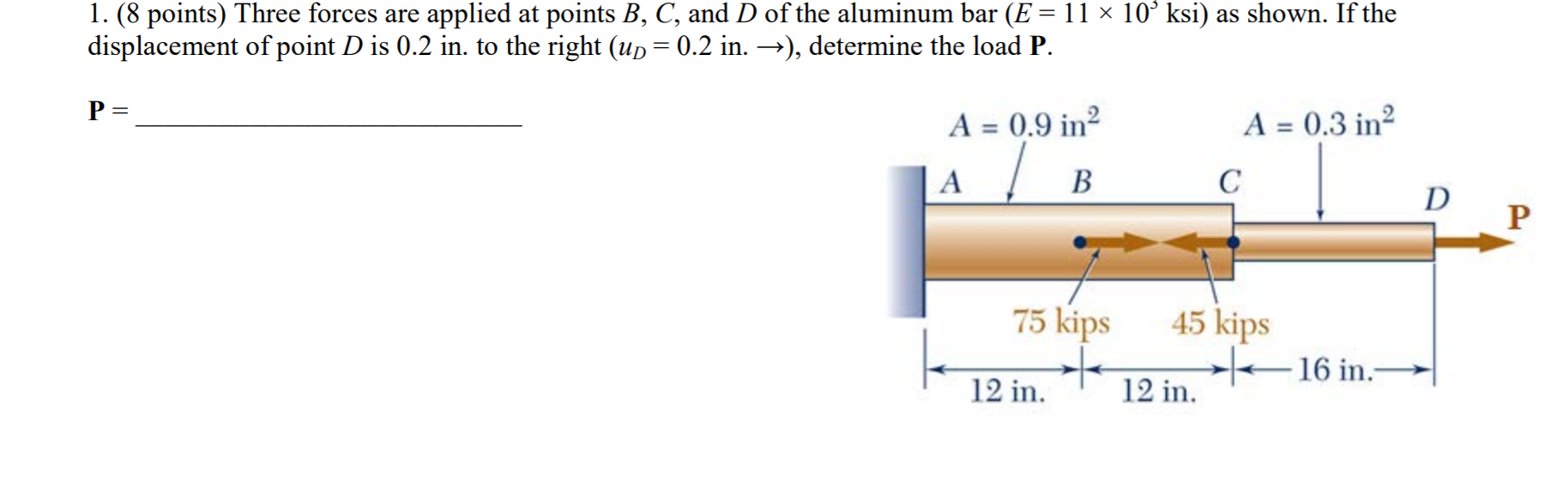 Solved 1. (8 Points) Three Forces Are Applied At Points B, | Chegg.com