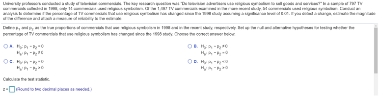 Solved University professors conducted a study of television | Chegg.com