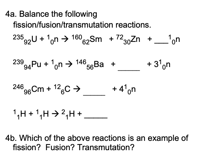 Solved 4a. Balance the following | Chegg.com