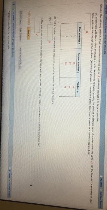 Solved Consider The Following Problem: Find Two Numbers | Chegg.com