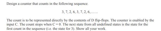 Solved Design A Counter That Counts In The Following | Chegg.com