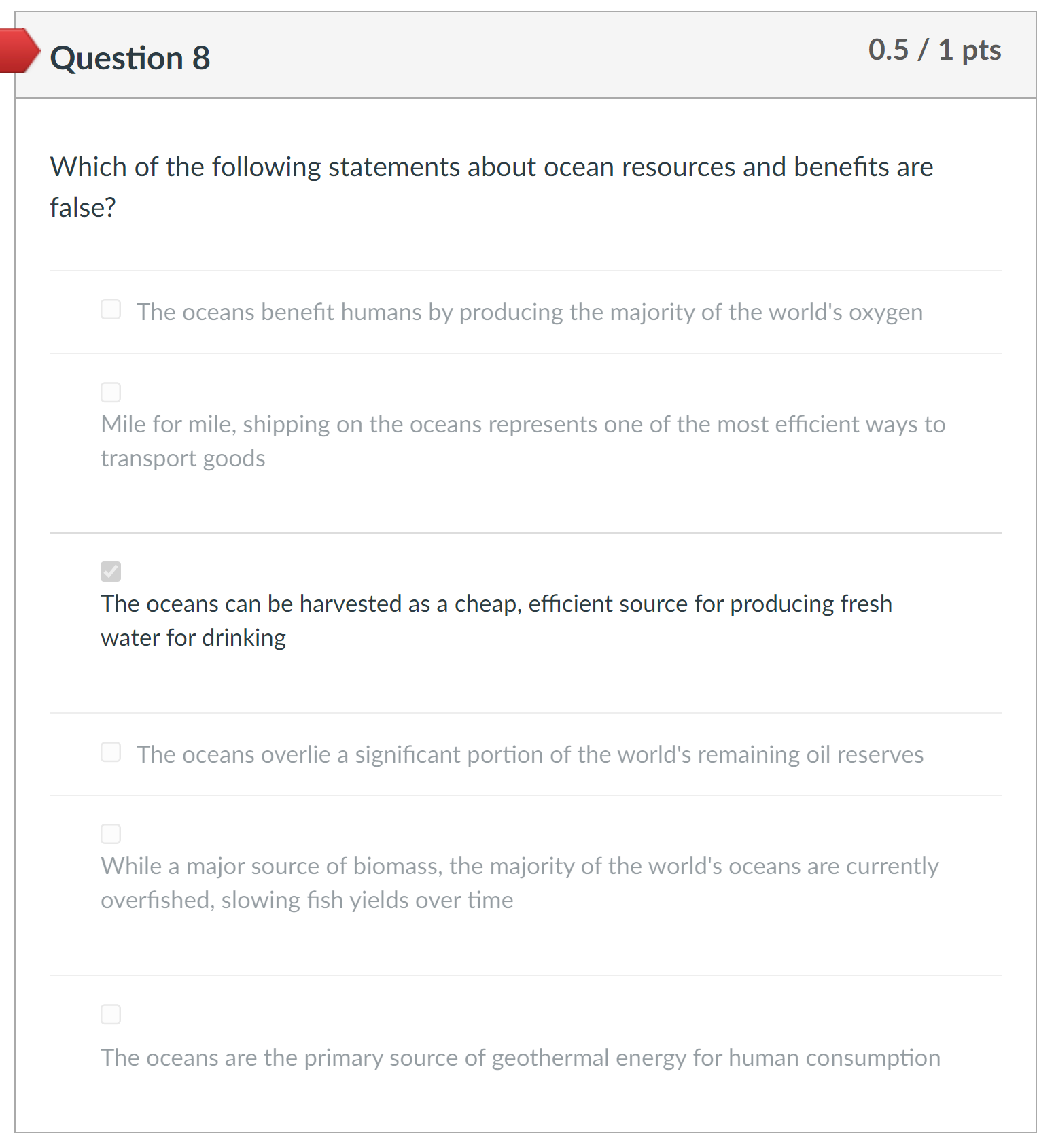 Solved Which of the following statements about ocean | Chegg.com