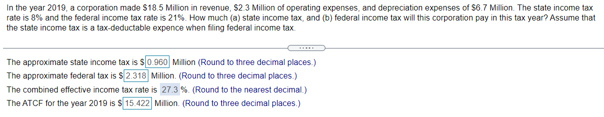 Solved In the year 2019, a corporation made $18.5 Million in | Chegg.com