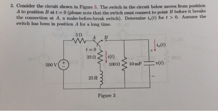 Solved 3. Consider the circuit shown in Figure 3. The switch | Chegg.com