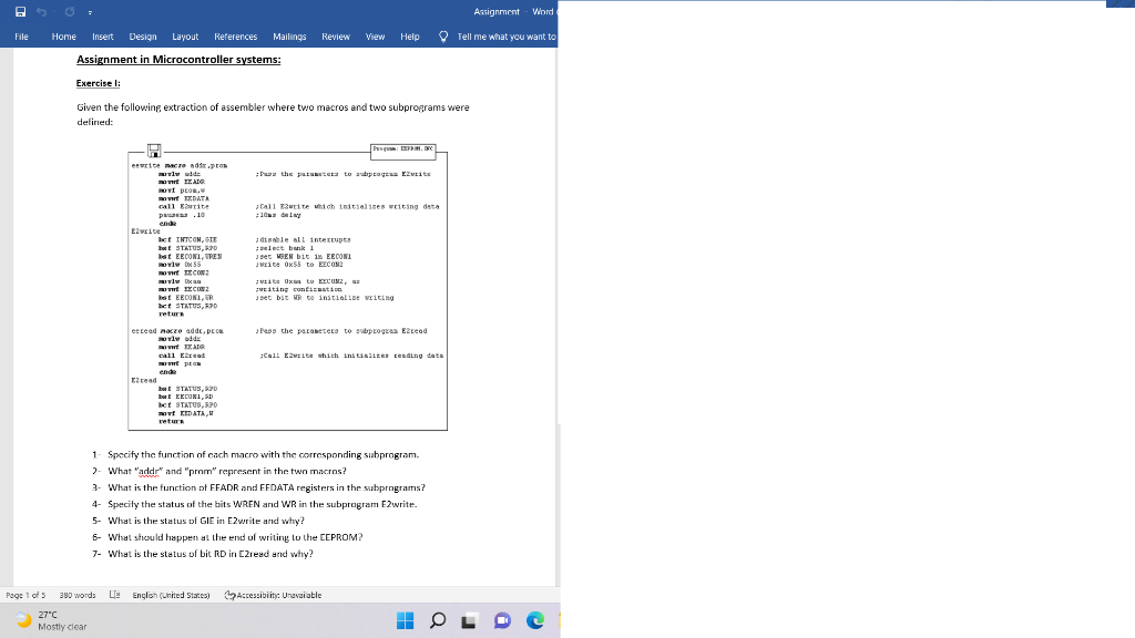File Page 1 of 5 Assignment Word Home Insert Design | Chegg.com