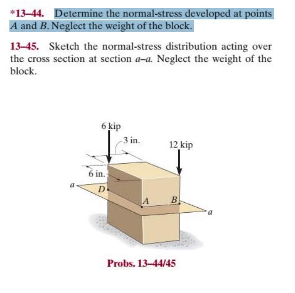 Determine the normal-stress developed at points A and | Chegg.com