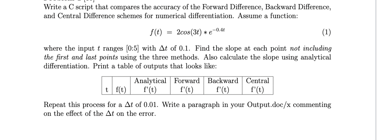 Solved Write a C script that compares the accuracy of the | Chegg.com