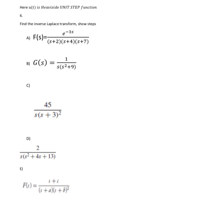 Solved here u t is heaviside unit step function 6 find the chegg