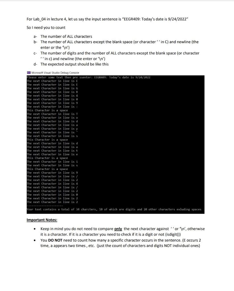 For Lab_04 in lecture 4, let us say the input | Chegg.com