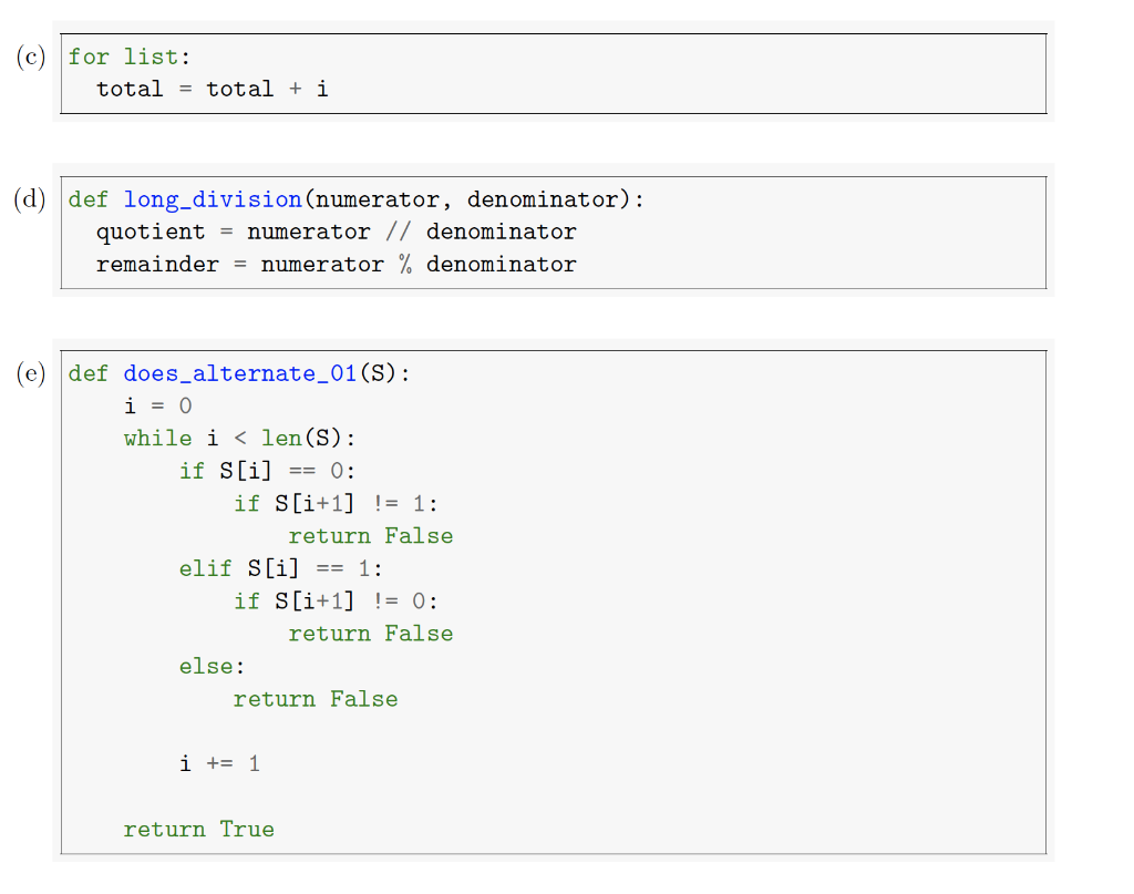 Solved Each of the following snippets of pseudocode fails to | Chegg.com