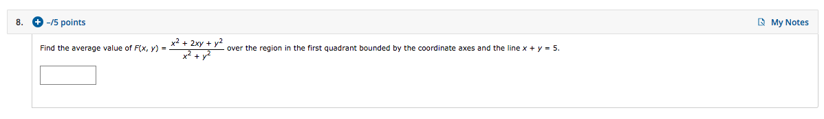 Solved 8. + -/5 points RMy Notes Find the average value of | Chegg.com