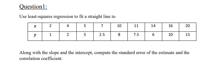 Solved Questionl: Use least-squares regression to fit a | Chegg.com