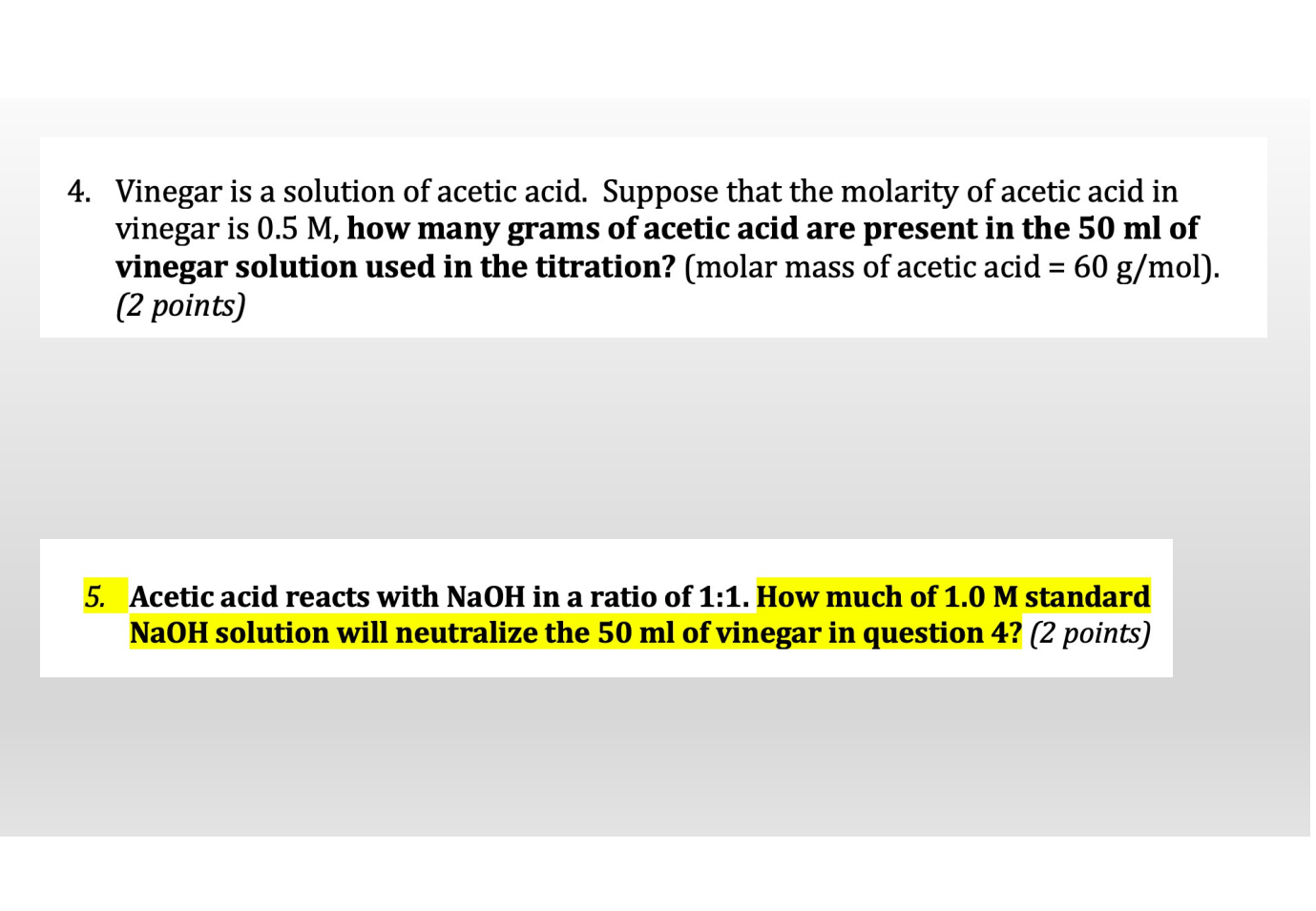 Solved Vinegar is a solution of acetic acid. Suppose that