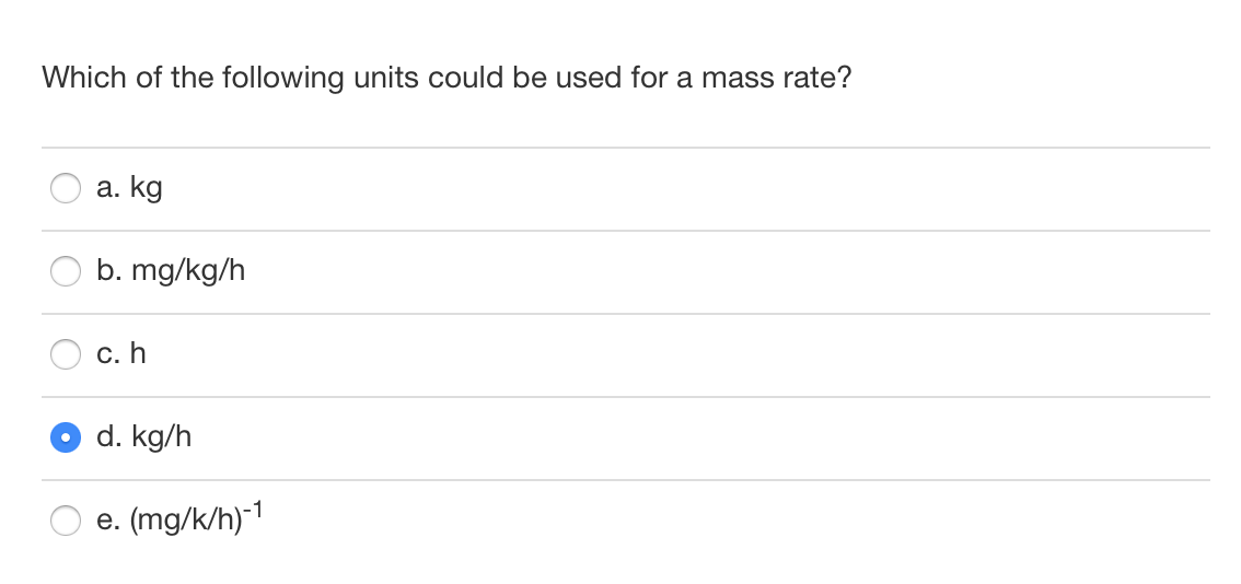 Solved Which of the following units could be used for a mass