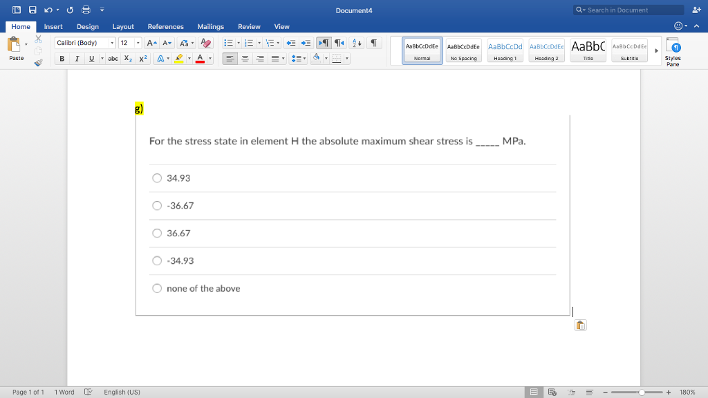 Solved Docunent4 Q Search in Document Home Insert Design | Chegg.com