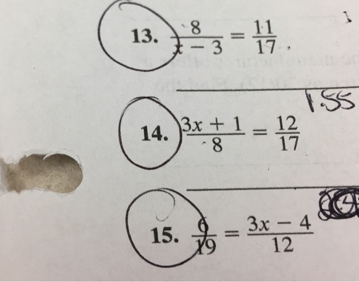 1 3 3x 12 )  5 2 x 8 )- x 17