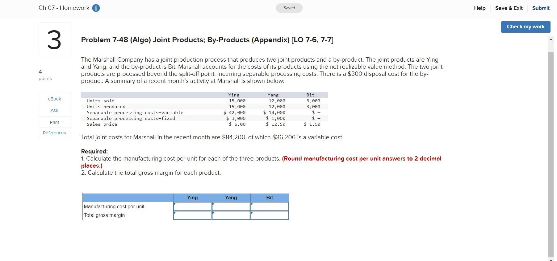 Solved Ch 07 - Homework i Saved Help Save & Exit Submit | Chegg.com