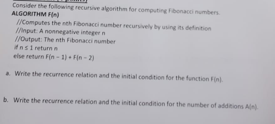 Solved Consider The Following Recursive Algorithm For | Chegg.com