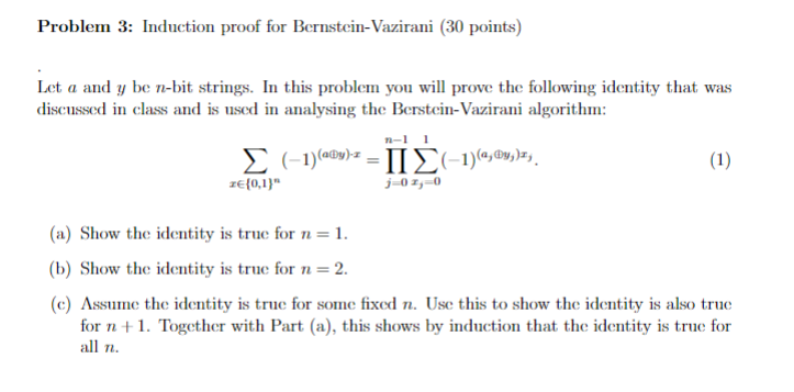 Solved Let a and y be n-bit strings. In this problem you | Chegg.com