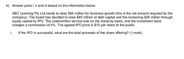 Solved Ii How Many Shares Should The Company Sell To The Chegg Com