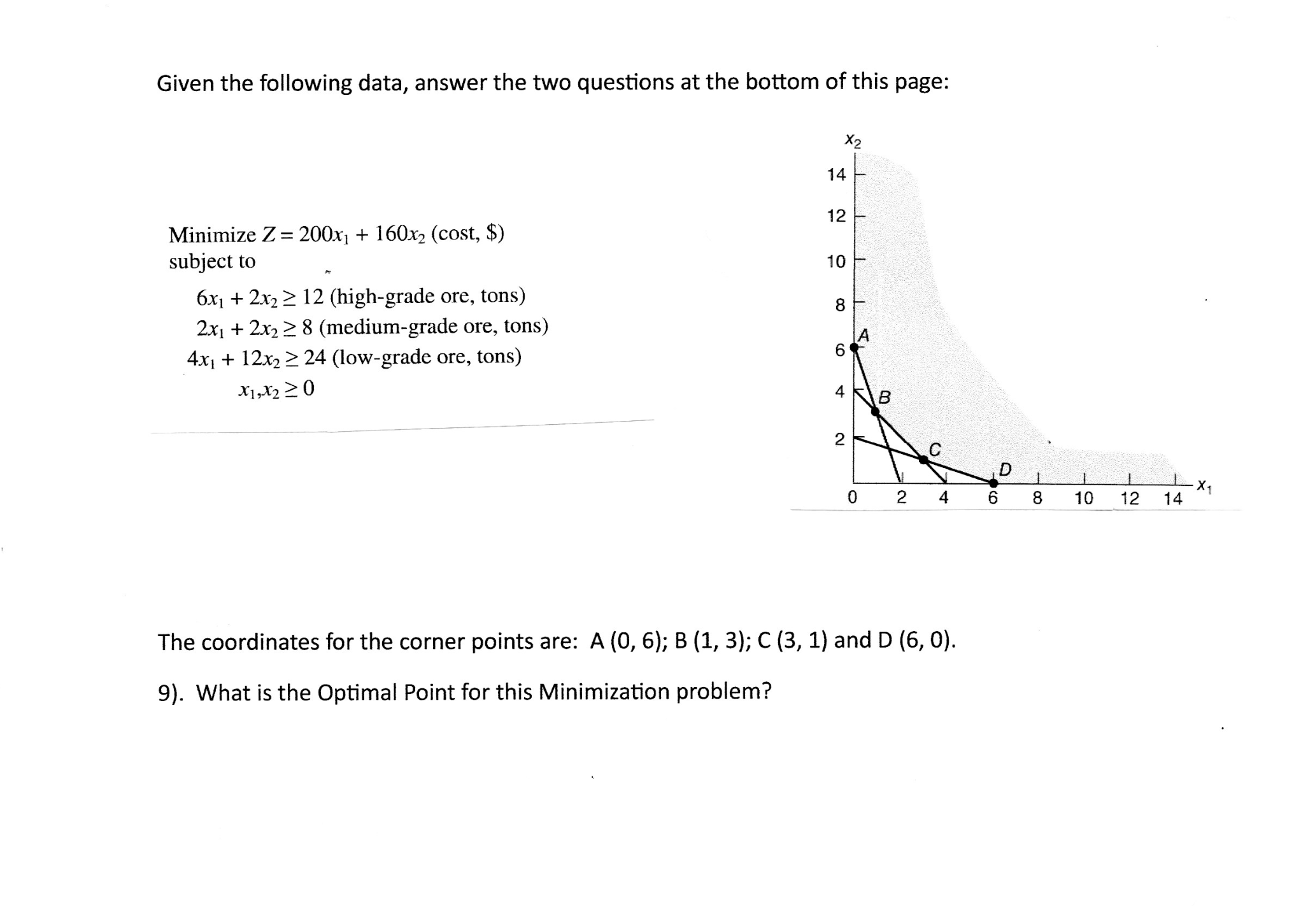 Solved Given The Following Data, Answer The Two Questions At | Chegg.com