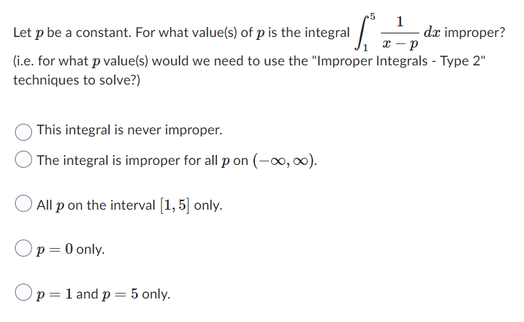 Solved Let p be a constant. For what value(s) of p is the | Chegg.com