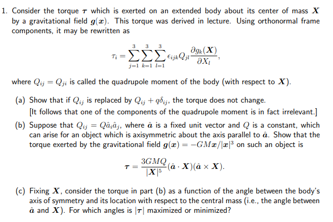 Solved 1 Consider The Torque T Which Is Exerted On An Chegg Com