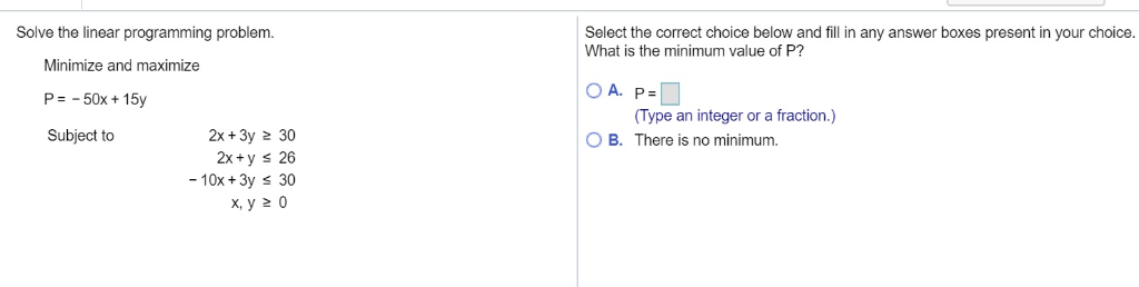 Solved Solve the linear programming problem. Select the | Chegg.com