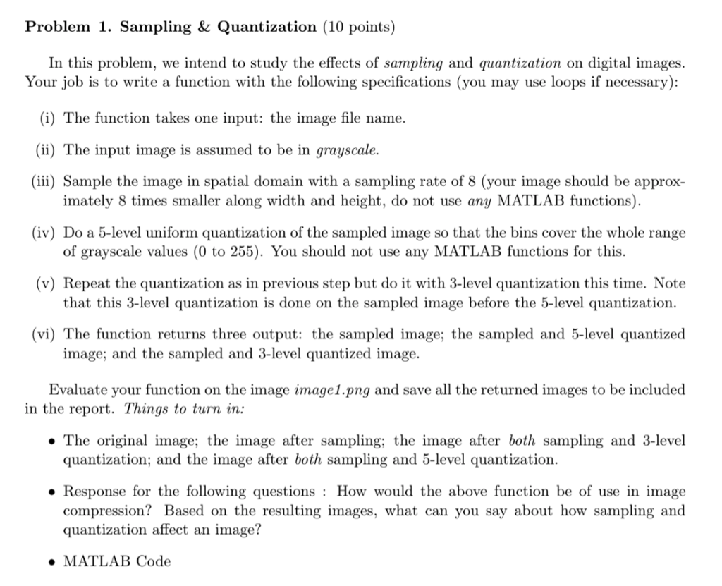 Solved Problem 1. Sampling & Quantization (10 points) In | Chegg.com