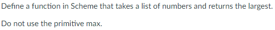 Solved Define a function in Scheme that takes a list of | Chegg.com