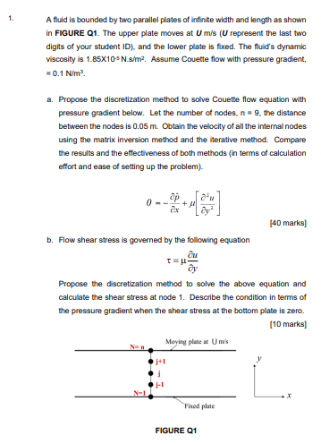 Solved 1. A fluid is bounded by two parallel plates of | Chegg.com