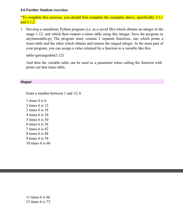 Solved 4.6 Further Student exercises *To complete this | Chegg.com