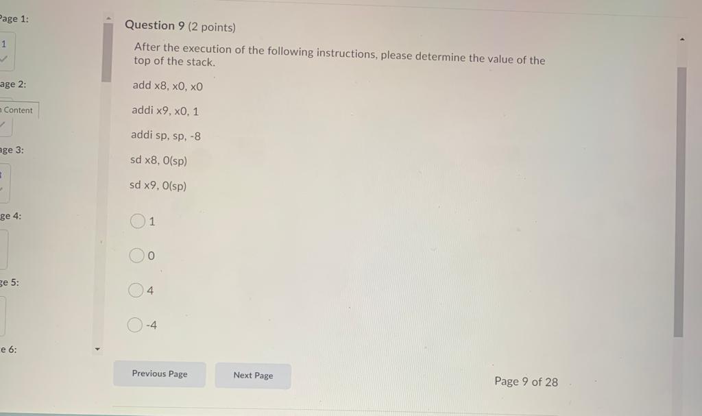 Solved Page 1: 1 Question 9 (2 points) After the execution | Chegg.com