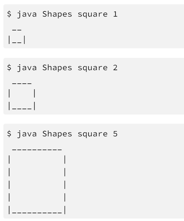Solved $ java Shapes square 1 |__ $ java Shapes square 2 | | | Chegg.com