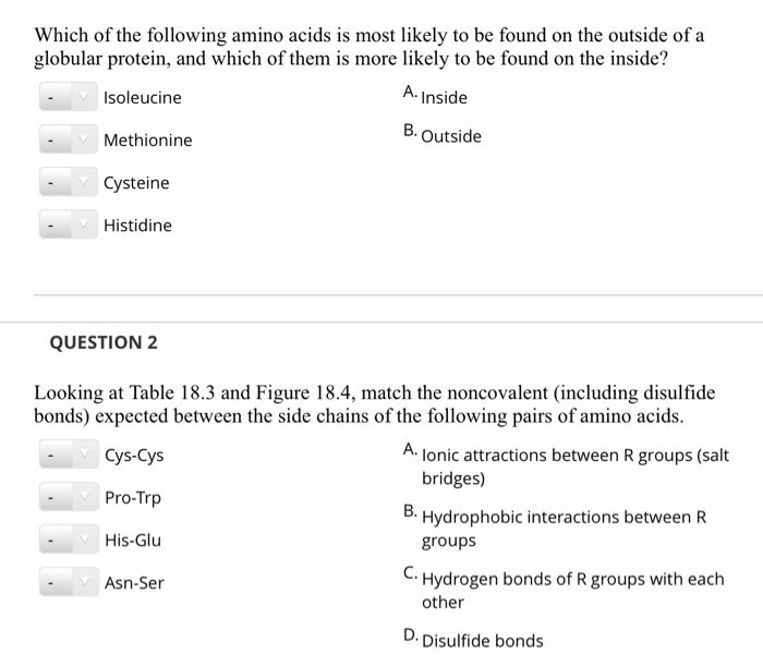 Solved Which of the following amino acids is most likely to