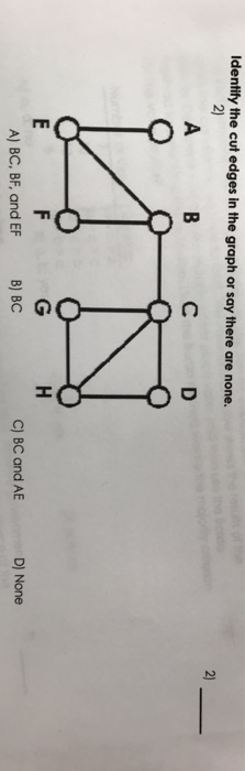 Solved Identilty the cut edges in the graph or say there are | Chegg.com
