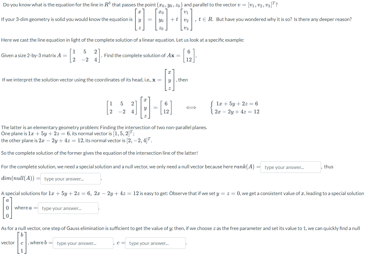 Solved Do you know what is the equation for the line in R3