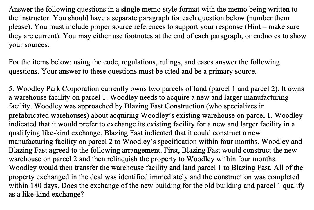 Answer the following questions in a single memo style | Chegg.com